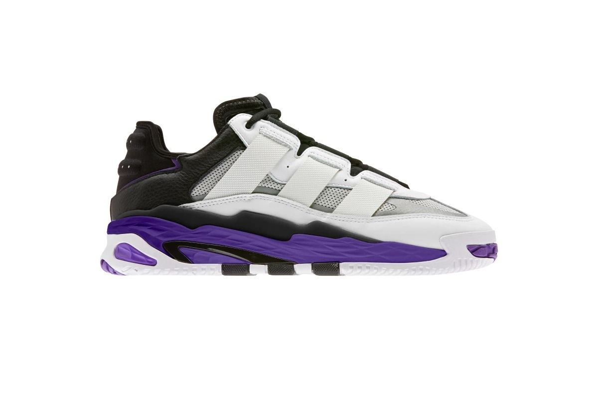 Adidas Niteball, белый с фиолетовым, кожа, нубук, мужские, женские