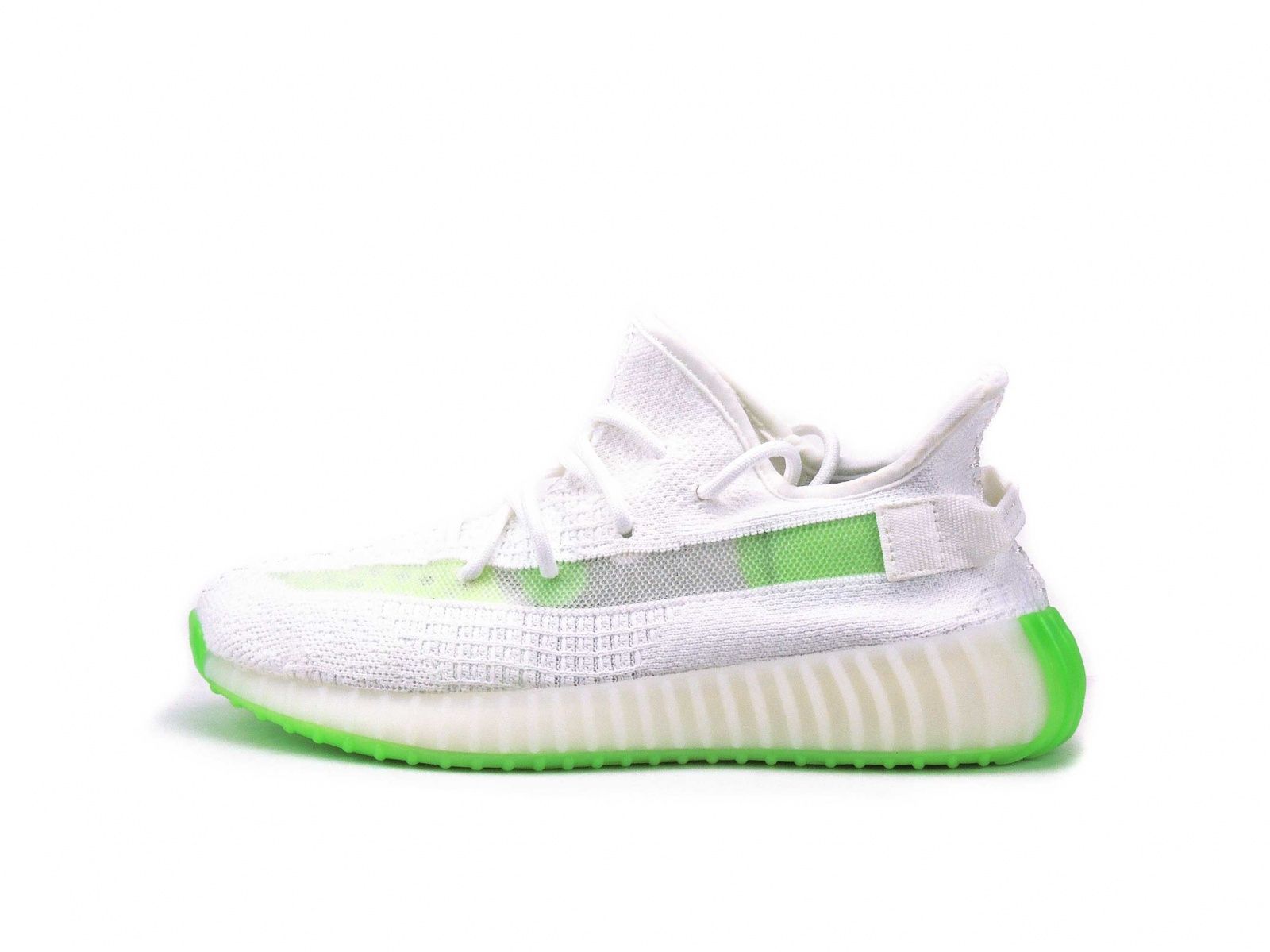 Adidas Yeezy Boost 350 White/Green, белый, зеленый, текстиль, мужские, женские