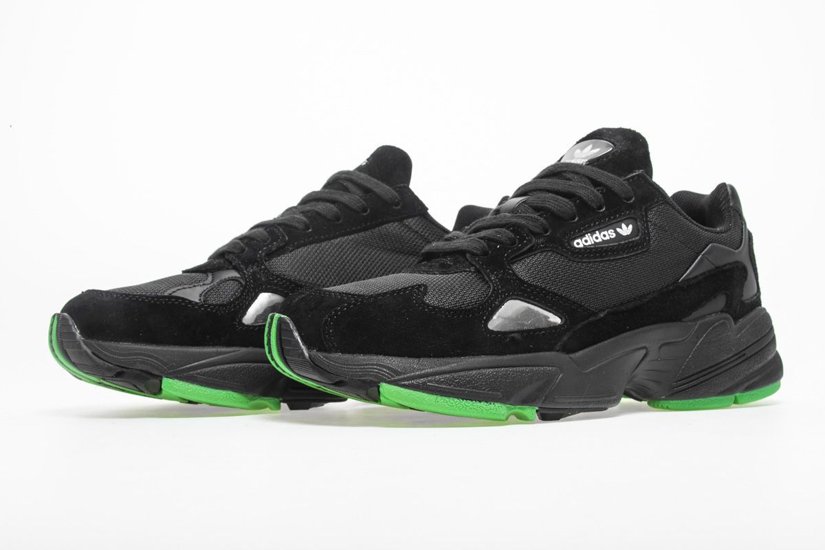 Adidas Falcon Black, черные, нейлон, замша, женские