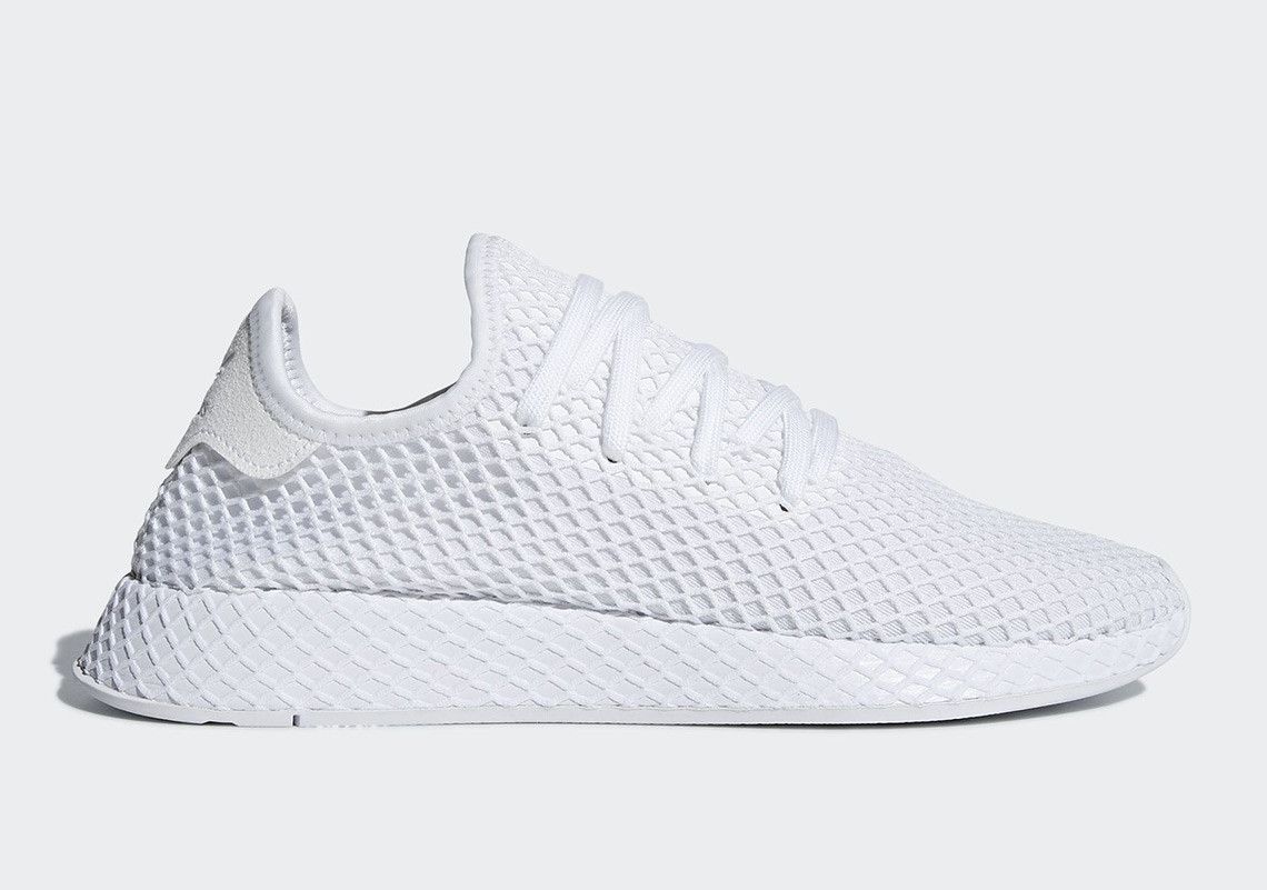 Adidas Deerupt Runner White, белые, нейлон, мужские, женские