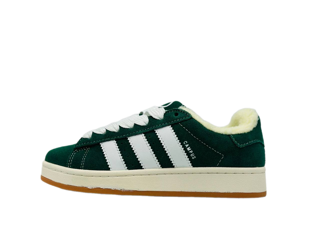 Adidas Campus Green/White с мехом
