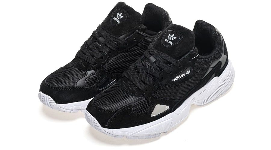 Adidas Falcon, белый, черный, нейлон, замша, женские