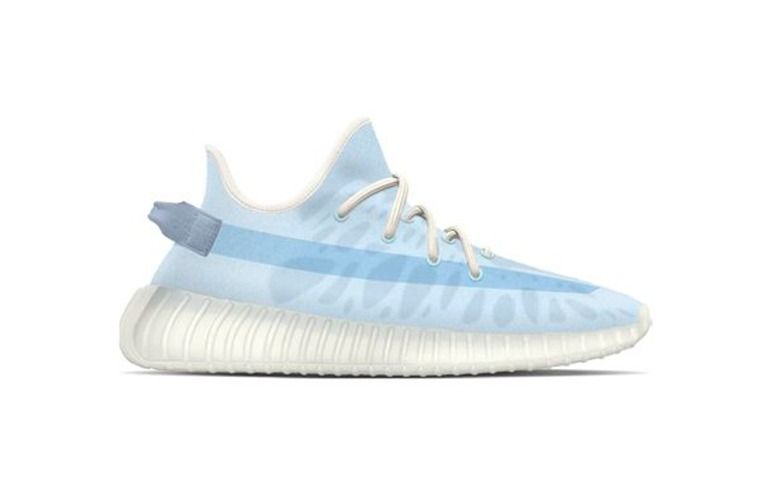 Adidas Yeezy Boost V2 Mono Ice, голубой, текстиль, нейлон, женские
