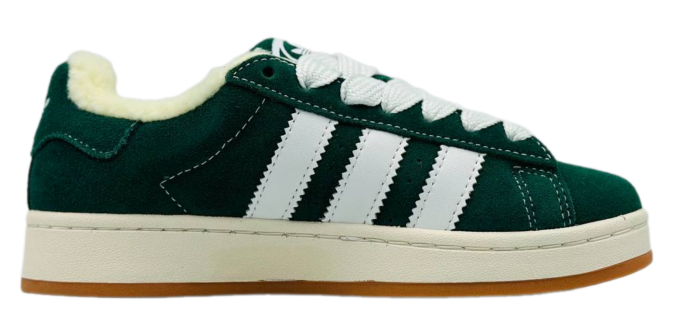 Adidas Campus Green/White с мехом