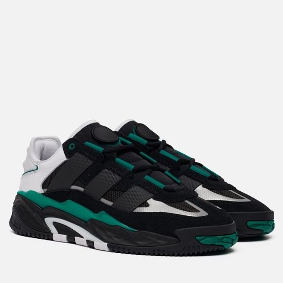 Adidas Niteball, черный с зеленым, кожа, нубук, мужские, зимние