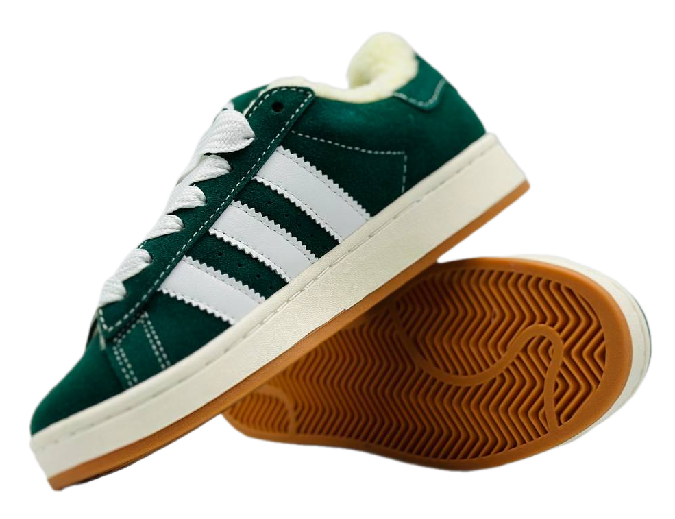 Adidas Campus Green/White с мехом