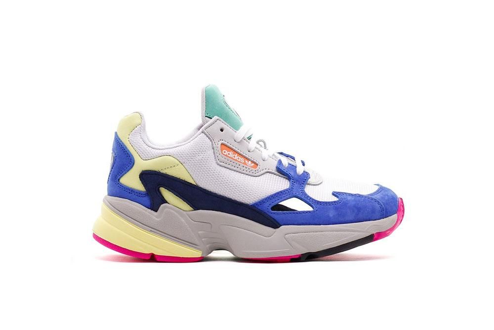 Adidas Falcon, белый, голубой, нейлон, замша, женские