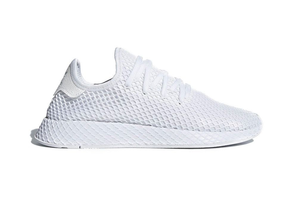 Adidas Deerupt Runner White, белые, нейлон, мужские, женские