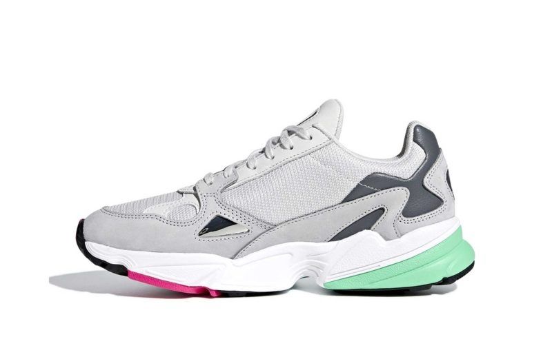 Adidas Falcon, серый, белый, зеленый, нейлон, замша, женские