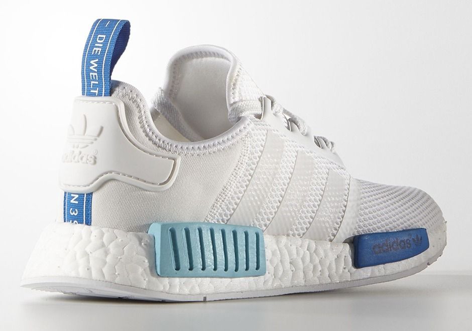 Adidas NMD R1, белый, мятный, текстиль, полиуретан, женские
